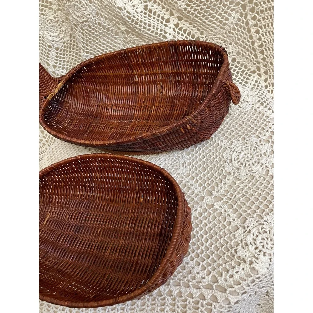 Wicker Deer Reindeer Basket Set Home Decor Brown Vintage FLAWS